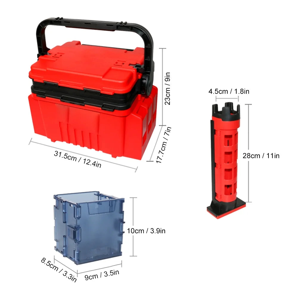 Fishing Box Case with Bottle Holder and Rod Stand Tubes L394