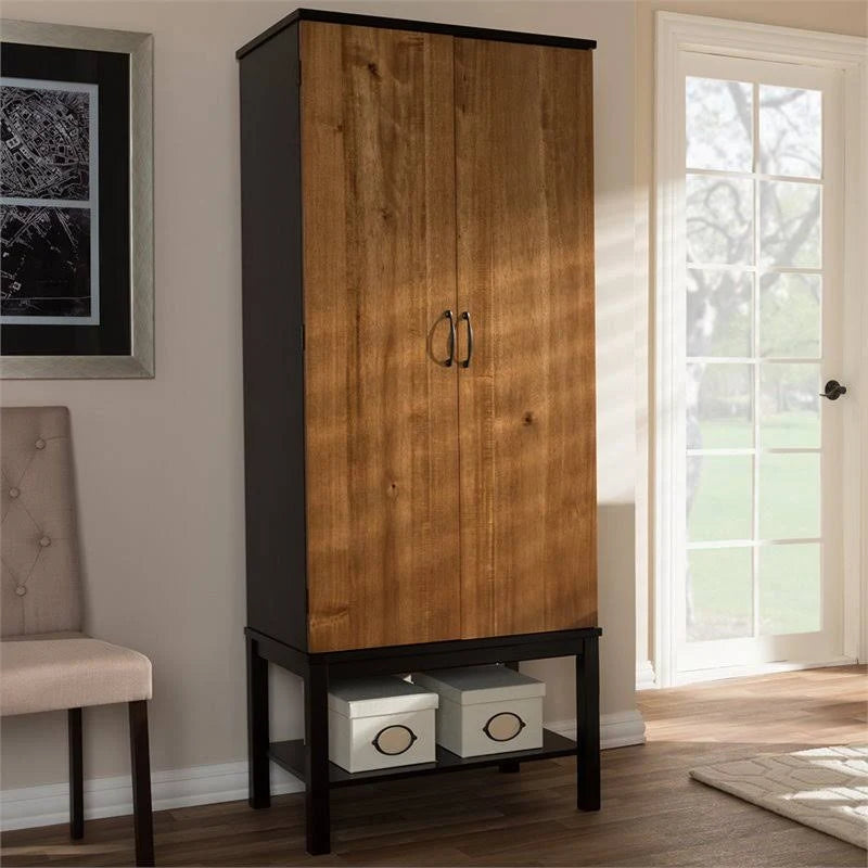 Walnut and Wenge Brown Home Bar Cabinet I916