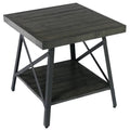 Antique Gray and Steel Gray Solid Wood Top End Table J208