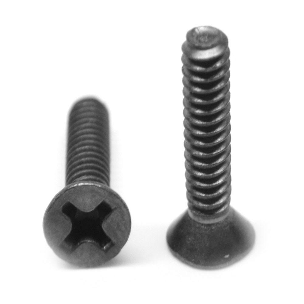 #6-32 x 7/16 Coarse Thread Machine Screw Phillips Flat Head 100 Degree Low Carbon Steel Black Oxide Pk 10000 X3579