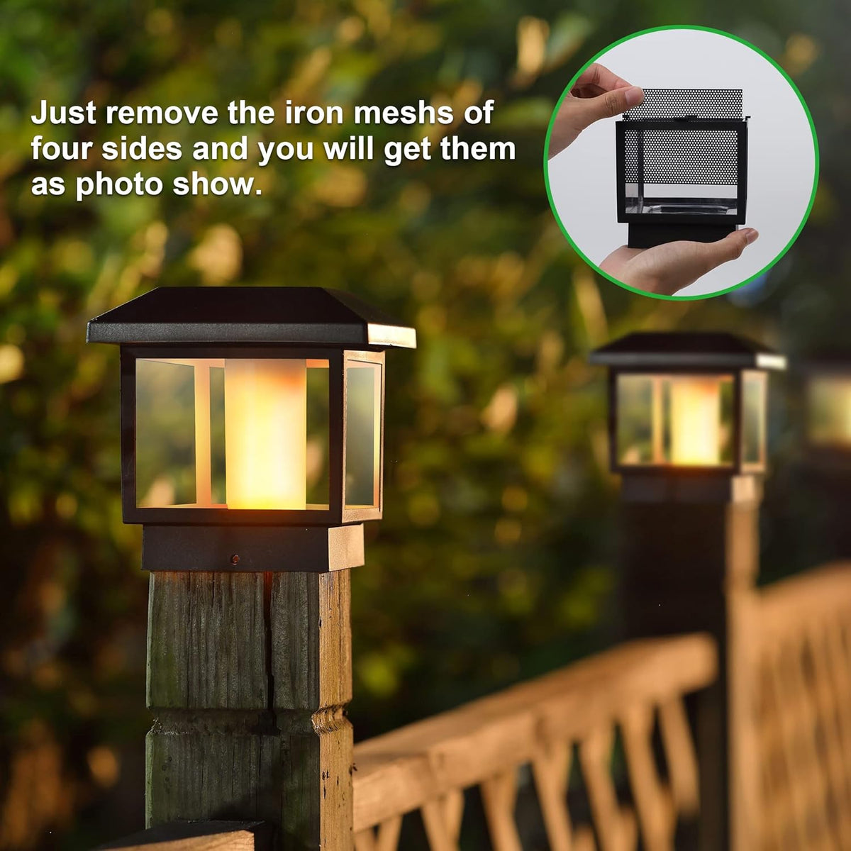 6 Pack Solar Post Cap Lights for 4x4 5x5 6x6 Wood Posts T466