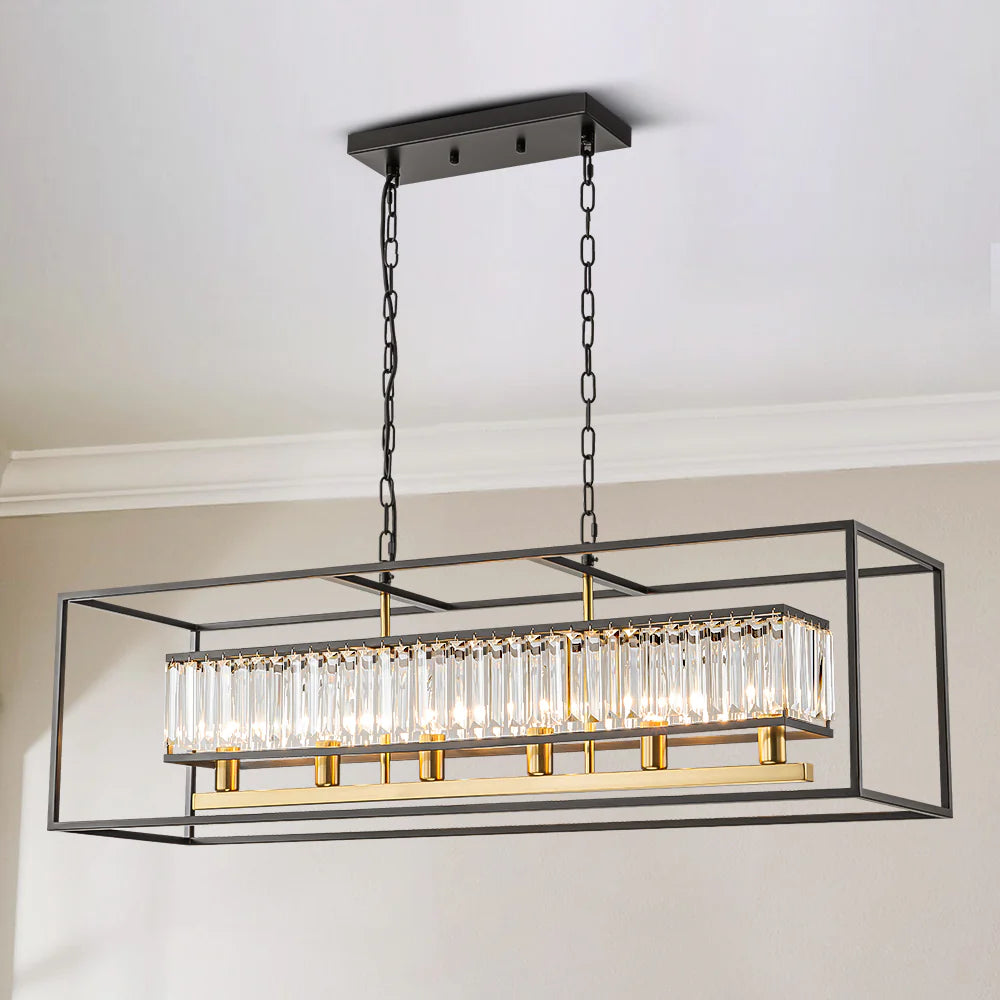 6-Light Rectangular Crystal Chandelier E687445