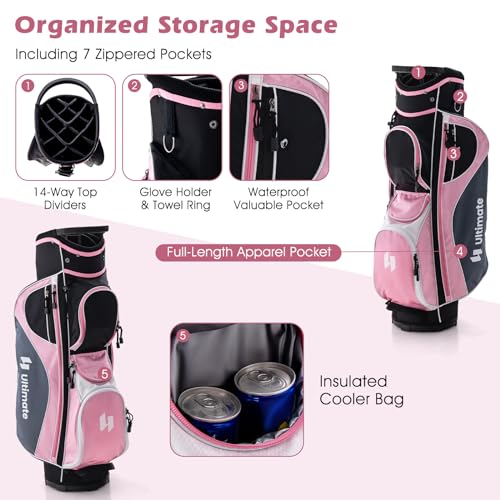 12 Pieces Women’s Complete Golf Club Set Right Hand with Portable Golf Cart Bag D915