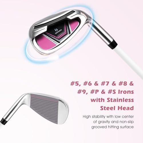 12 Pieces Women’s Complete Golf Club Set Right Hand with Portable Golf Cart Bag D915