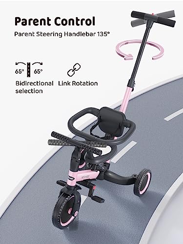 Toddler Tricycle with Backrest and Safety Belt, Adjustable Seat B4025
