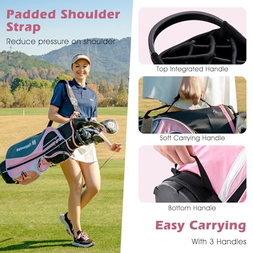 12 Pieces Women’s Complete Golf Club Set Right Hand with Portable Golf Cart Bag D915