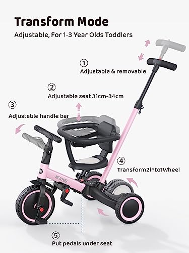 Toddler Tricycle with Backrest and Safety Belt, Adjustable Seat B4025