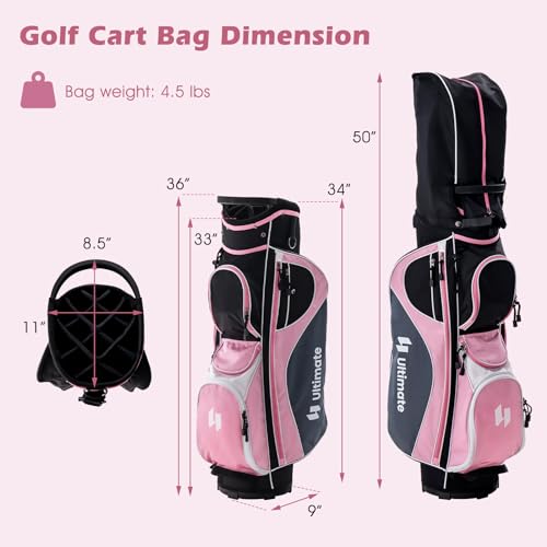 12 Pieces Women’s Complete Golf Club Set Right Hand with Portable Golf Cart Bag D915