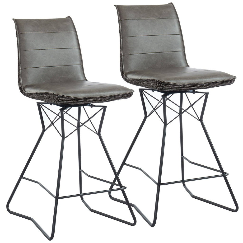 Brown Swivel Counter Stool Set of 2 T245384