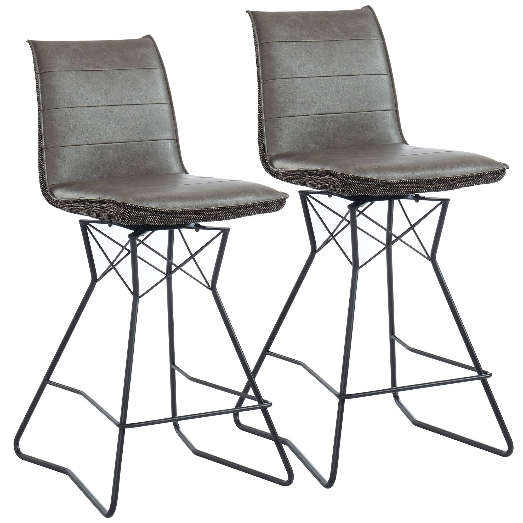 Brown Swivel Counter Stool Set of 2 T245384