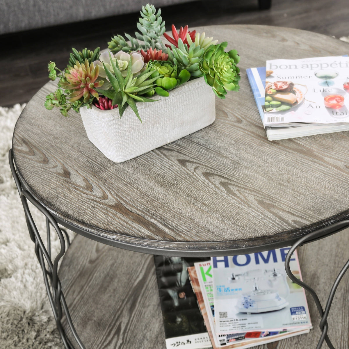 Rustic Grey Metal Round Coffee Table N20099