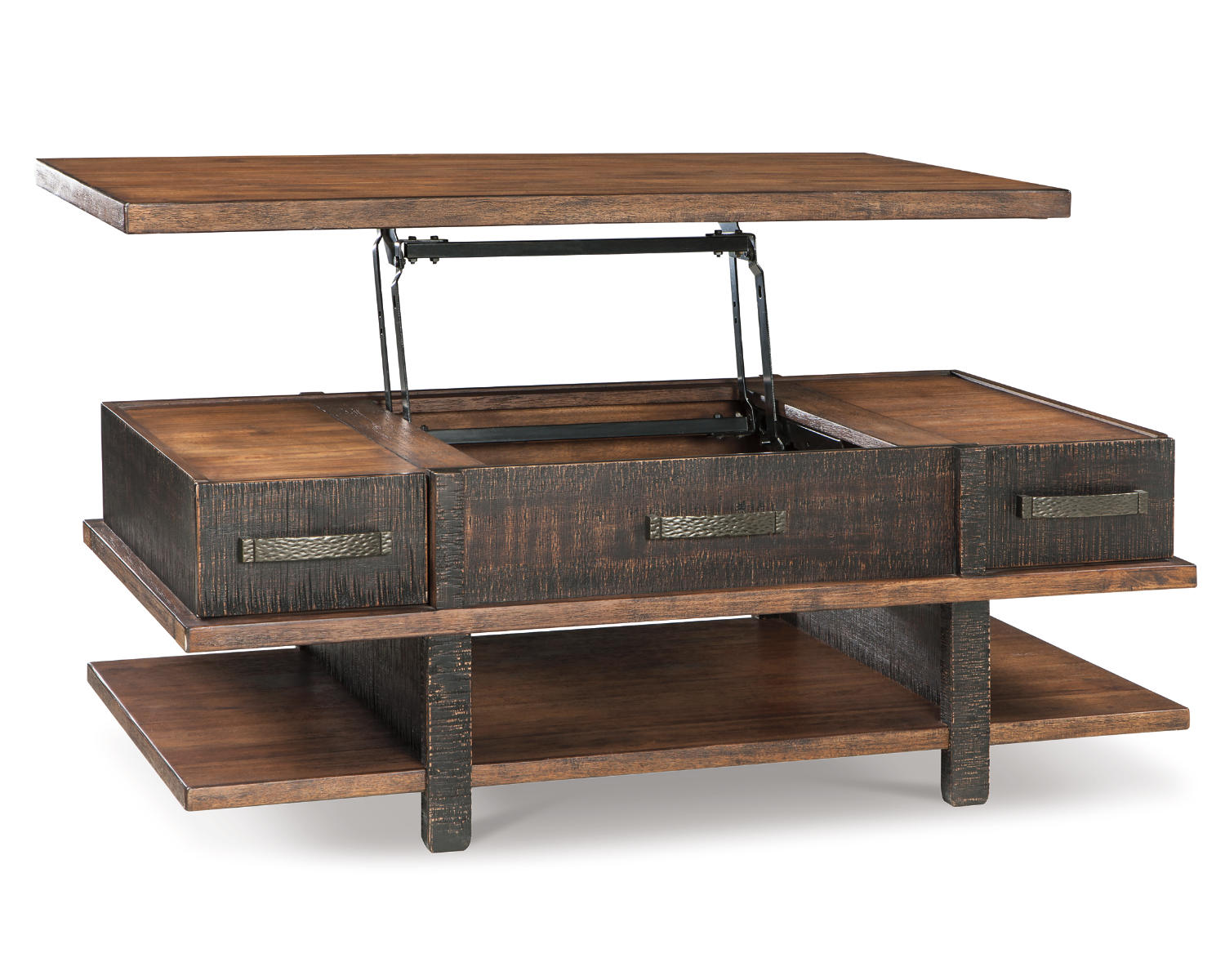 2 Drawer Coffee Table with Lift Top, Two-tone Brown A430042