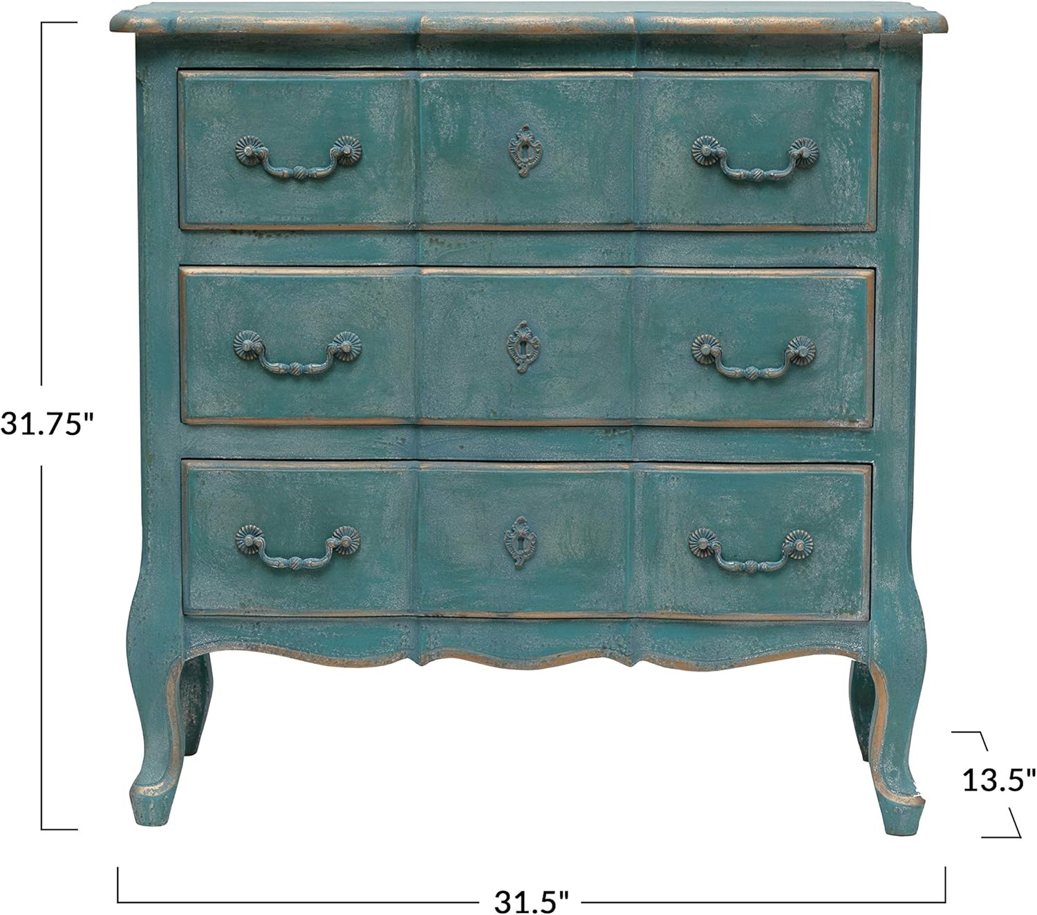 Distressed Blue 3 Drawer Wood Dresser L684025