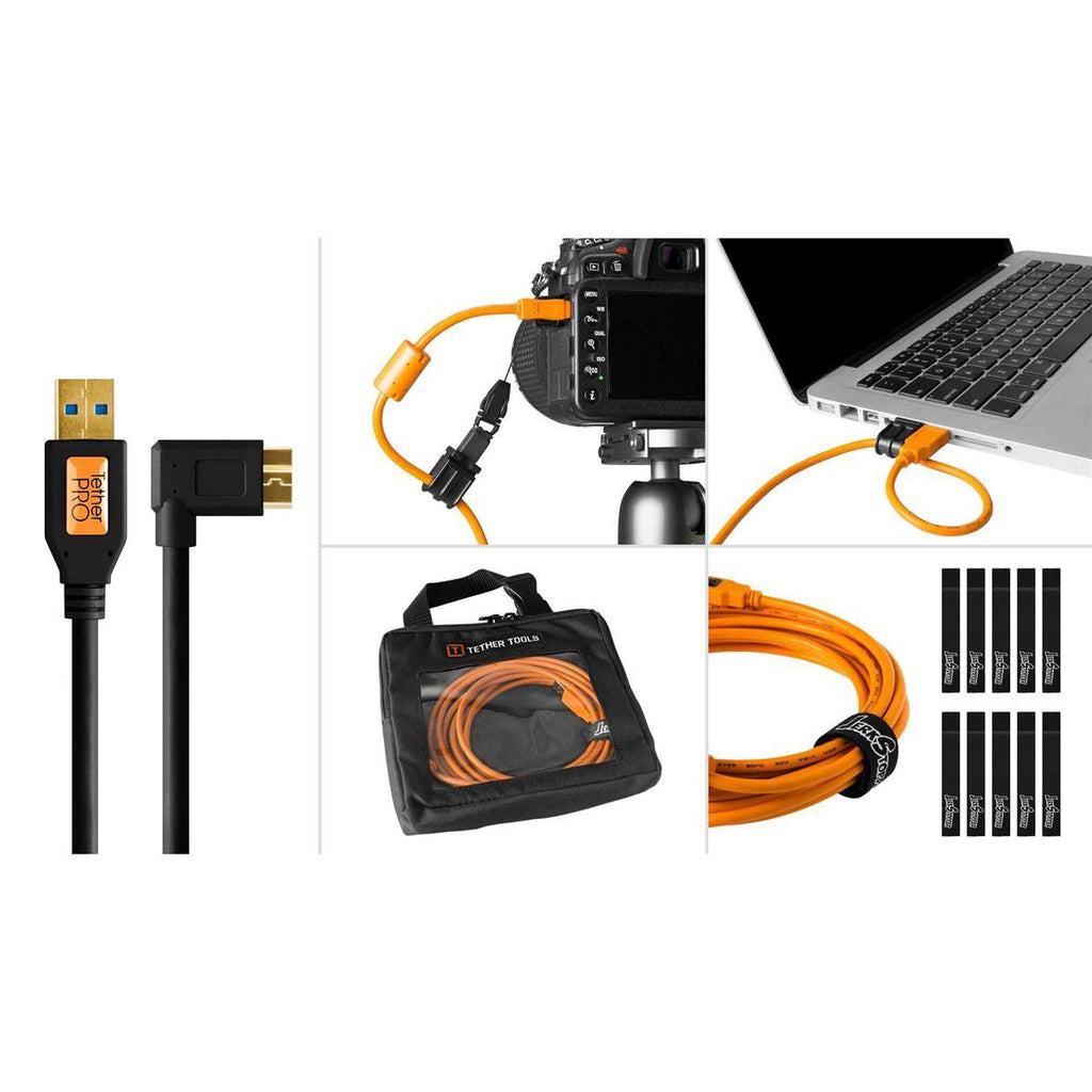 Black USB 3.0 Micro-B Cable Starter Tethering Kit Z29552