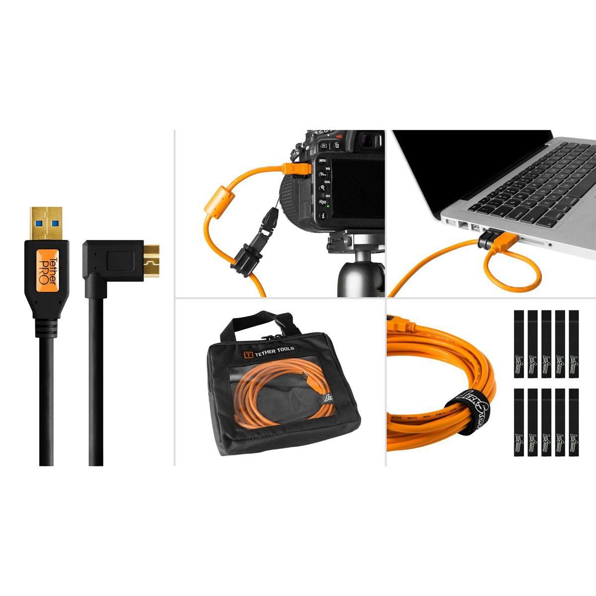 Black USB 3.0 Micro-B Cable Starter Tethering Kit Z29552