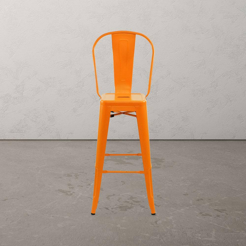 Gray Bar Stool with High Back, 17 W x 18 D x 47 H F8518