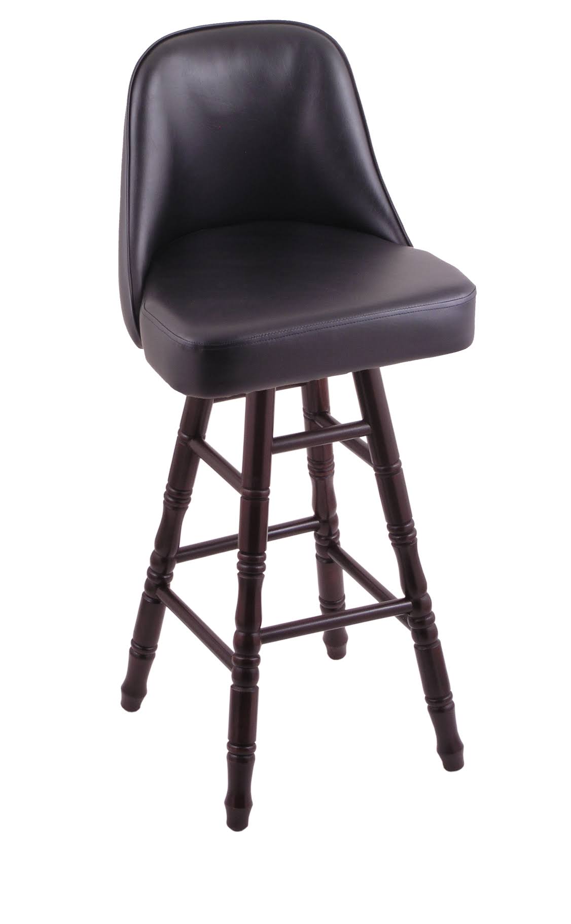 Swivel Counter Stool with Turned Maple Legs, Dark Cherry Finish H322
