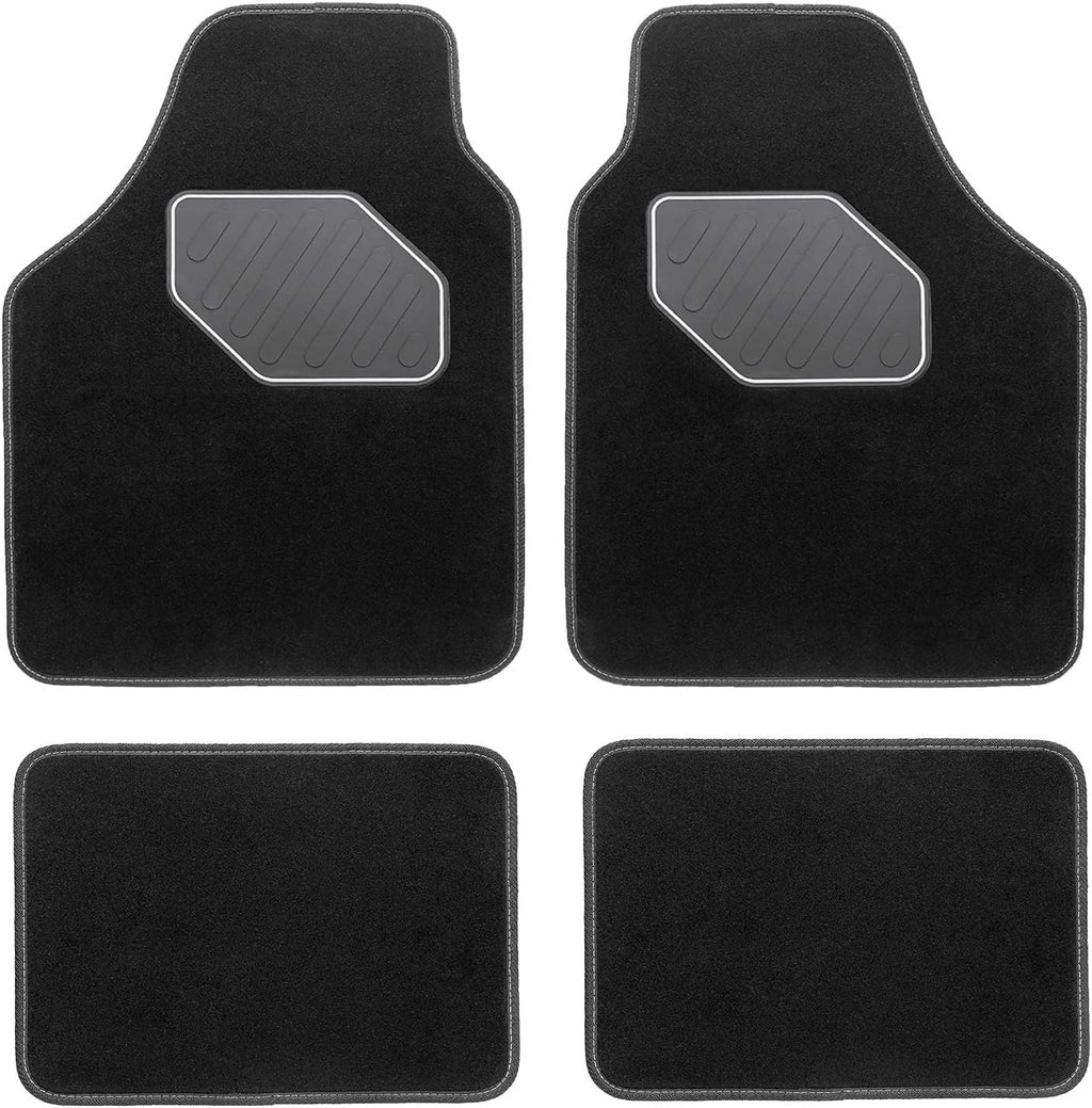 4-Piece Heavy Duty Car Floor Mats with Heel Pad (Black and Blue) V512