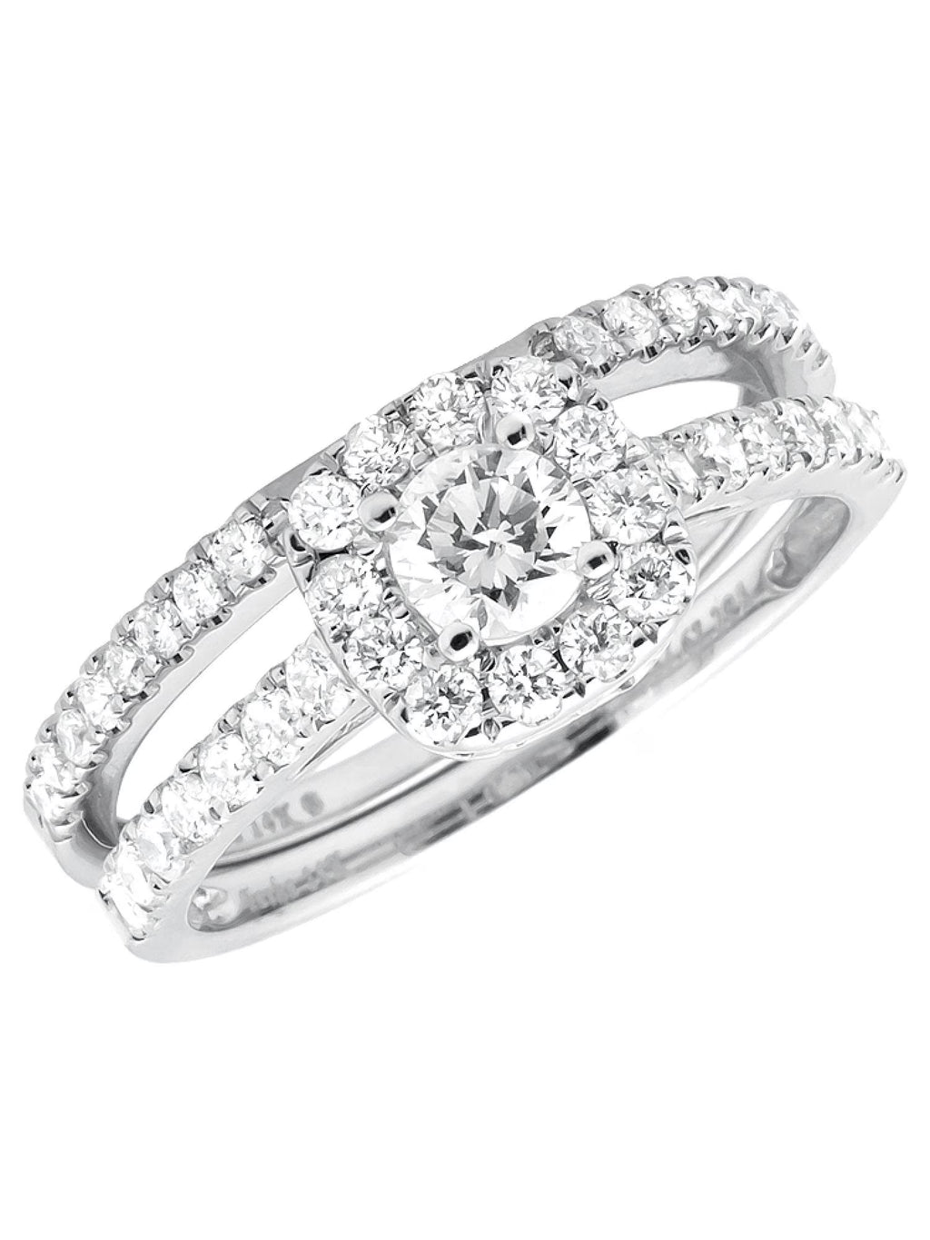 White Gold Halo Diamond Bridal Ring Set I25283