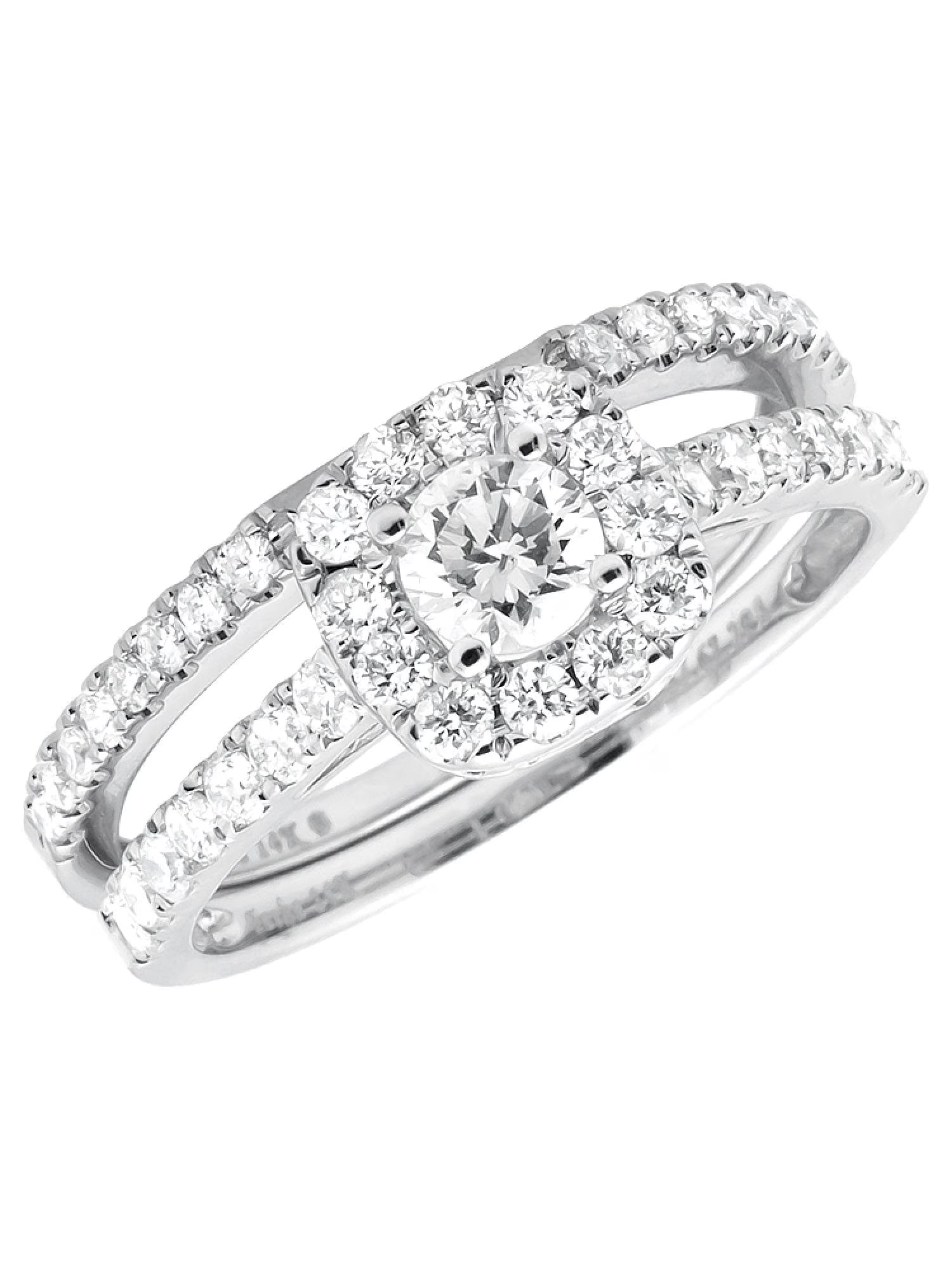 White Gold Halo Diamond Bridal Ring Set I25283