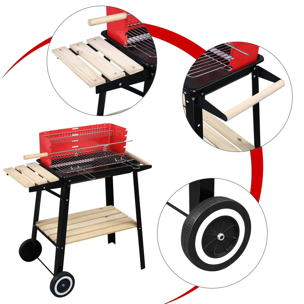 Square Enamel Charcoal Oven Black Red K144032