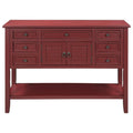 Red Rectangle Wooden Console Table with 7-Drawers, 1-Cabinet and 1-Shelf Y630648