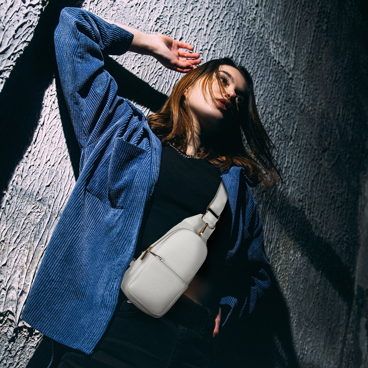 Women Chest Bag Sling Bag Small Crossbody PU Leather Shoulder Backpack D47434