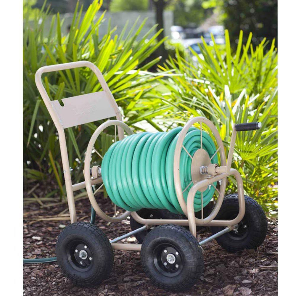 4 Wheel Pneumatic Tire Steel Frame Hose Reel Cart (2 Pack) P7751