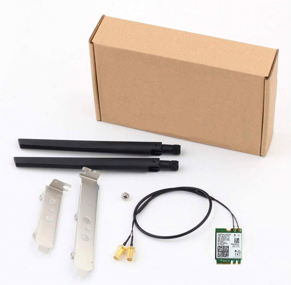 WiFi 6E Desktop Kit, AX210, 2230, 2x2 AX+BT 5.2, Tri-Band, 5dBi Antennas and Brackets Pack of 2 X82317