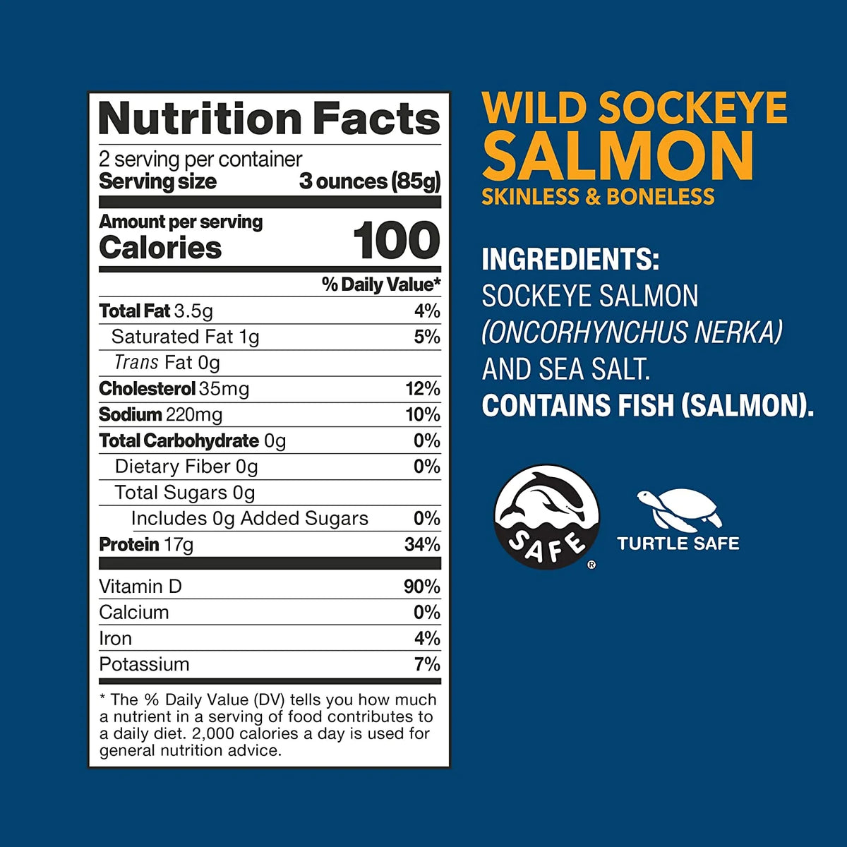 Skinless Boneless Wild Sockeye Salmon, 6 Ounce, Pack of 12 N4555