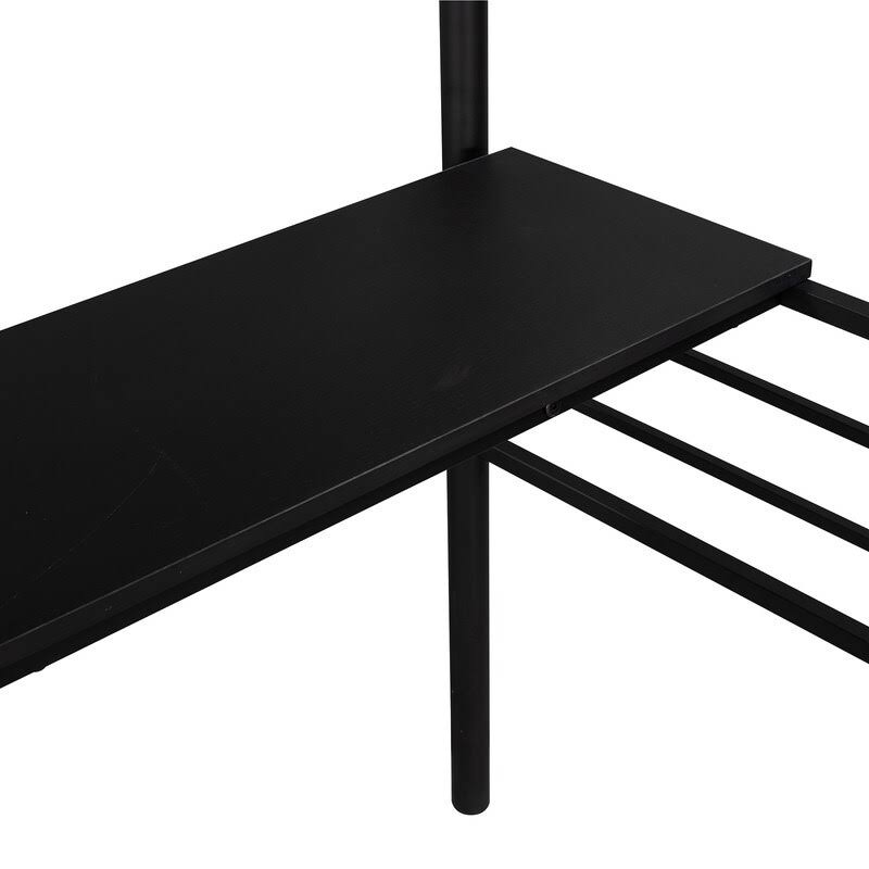 Black Twin Metal Loft Bed Frame with Desk R29124