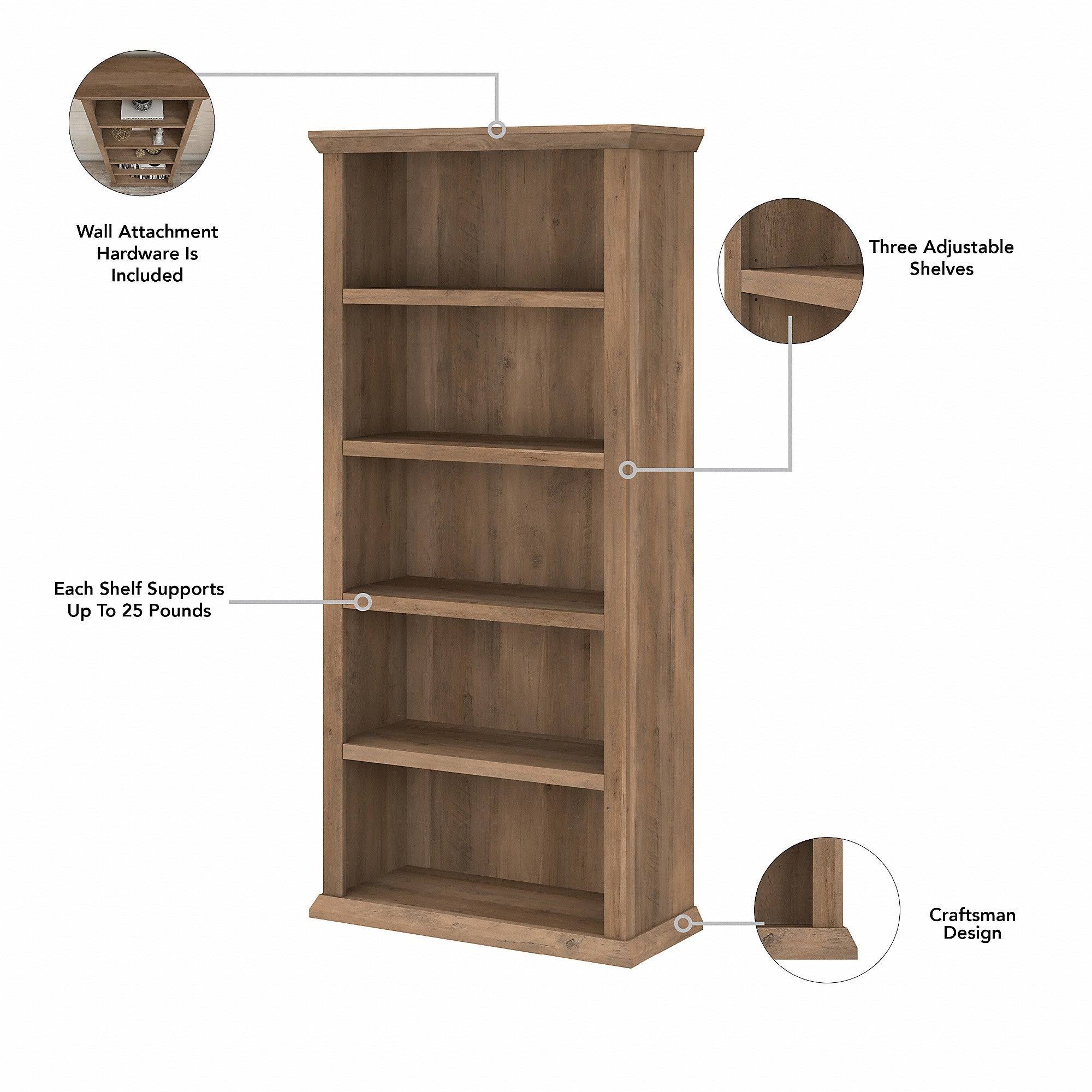 Tall 5 Shelf Bookcase, Restored Gray K6412