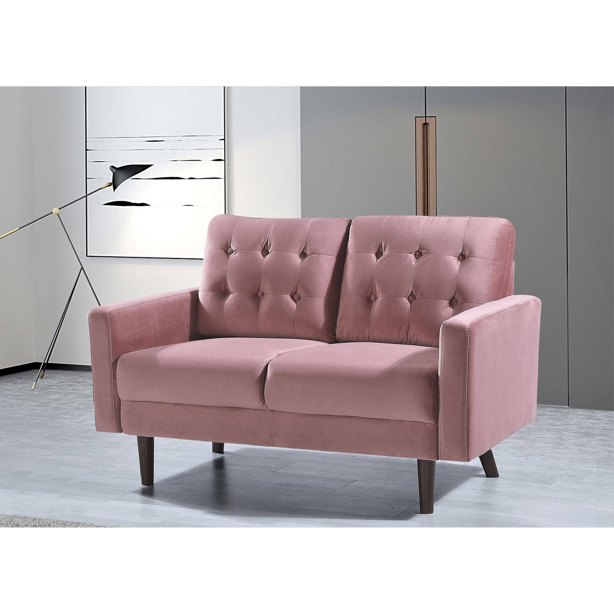 Grey Velvet Tufted Loveseat M76899