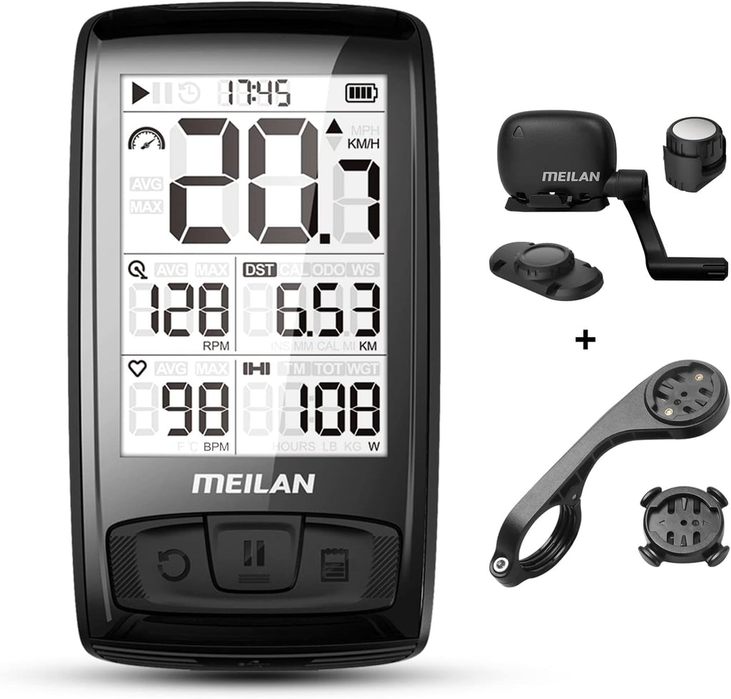 Blade Wireless Bike Computer with Backlight Speed Cadence Sensor Included Bluetooth ANT+ 80 Hours Battery 2.5in Screen Waterproof J4440