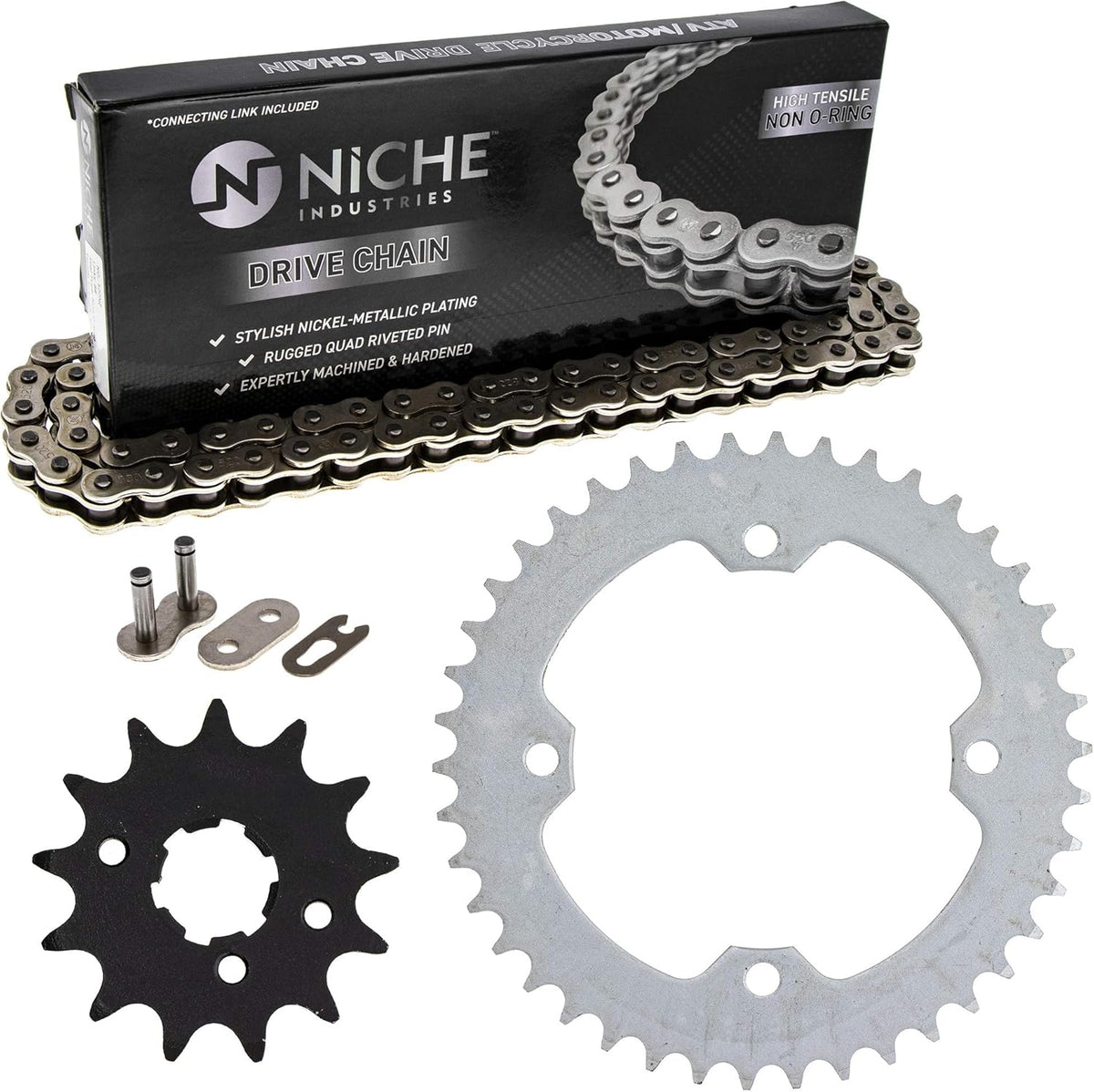 Drive Sprocket Chain Combo 13 Tooth 42 Tooth 520NZ Standard 104 Links Pack of 2 P84325