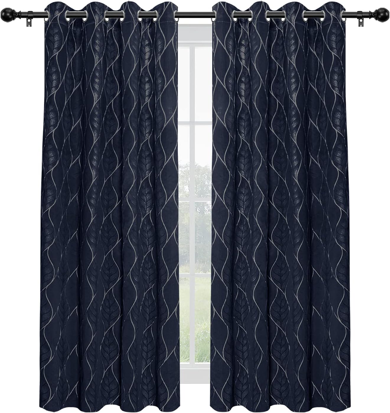 3D Jacquard 100% Blackout Curtain, 2 Panels, 52x63 in, Camel M925
