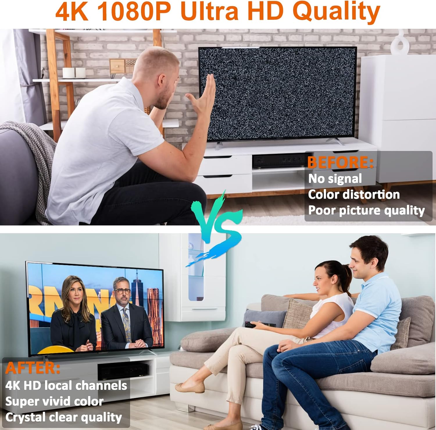 Indoor Amplified HDTV Antenna 300 Miles 4K 1080P UHF VHF FM with 13.4ft Coax Cable K913543