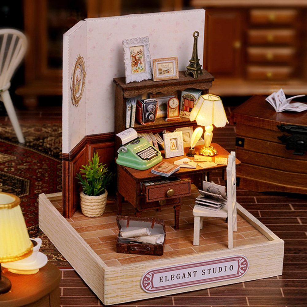 Mini Cute Doll House Cabin Model DIY Toy Kits R37790