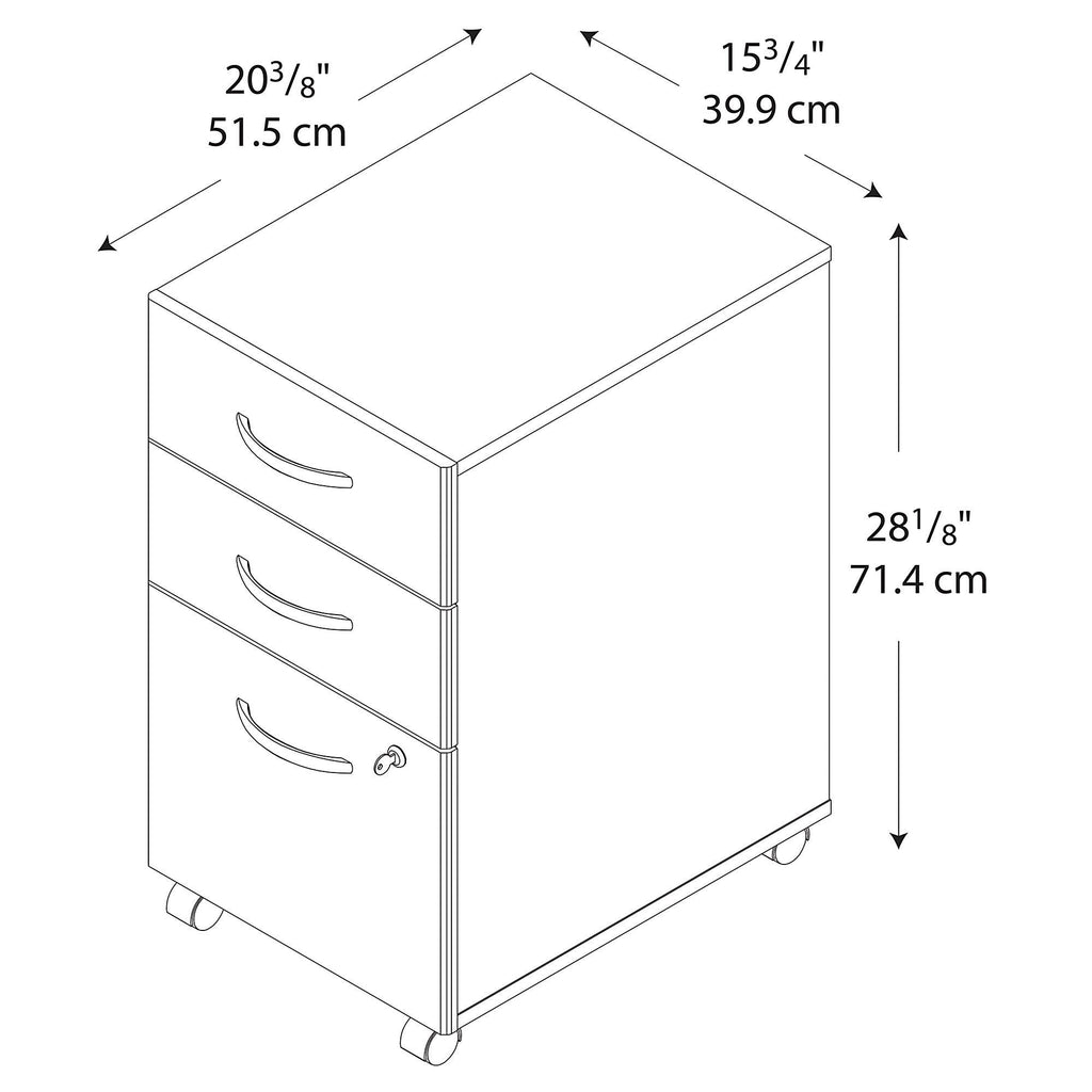 Natural Cherry 3-Drawer Mobile File F784