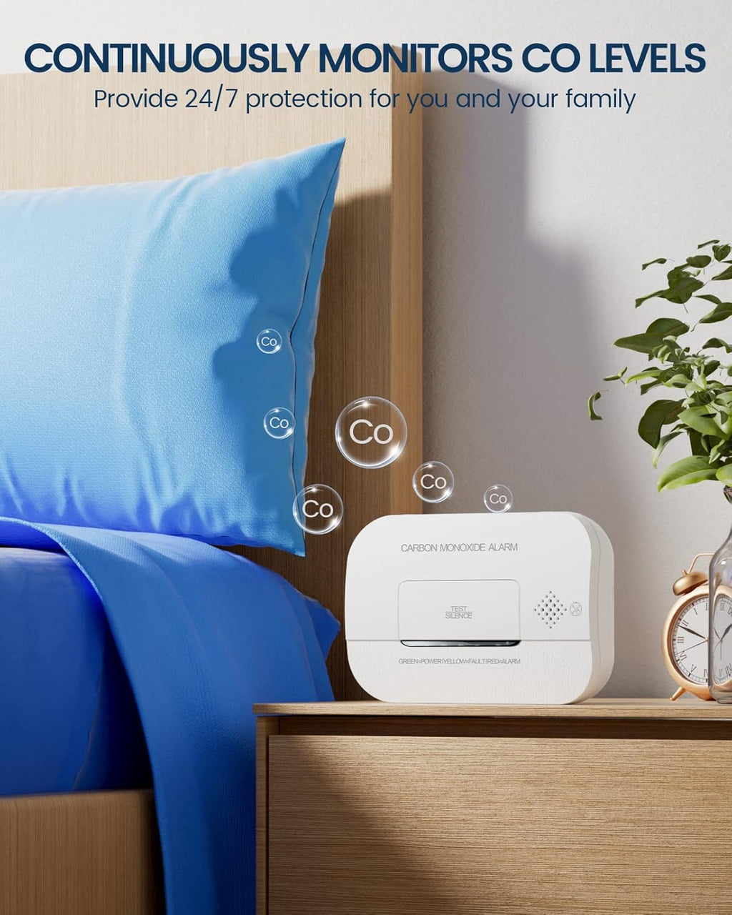 4 Packs Carbon Monoxide Alarm with Test Button Z27270