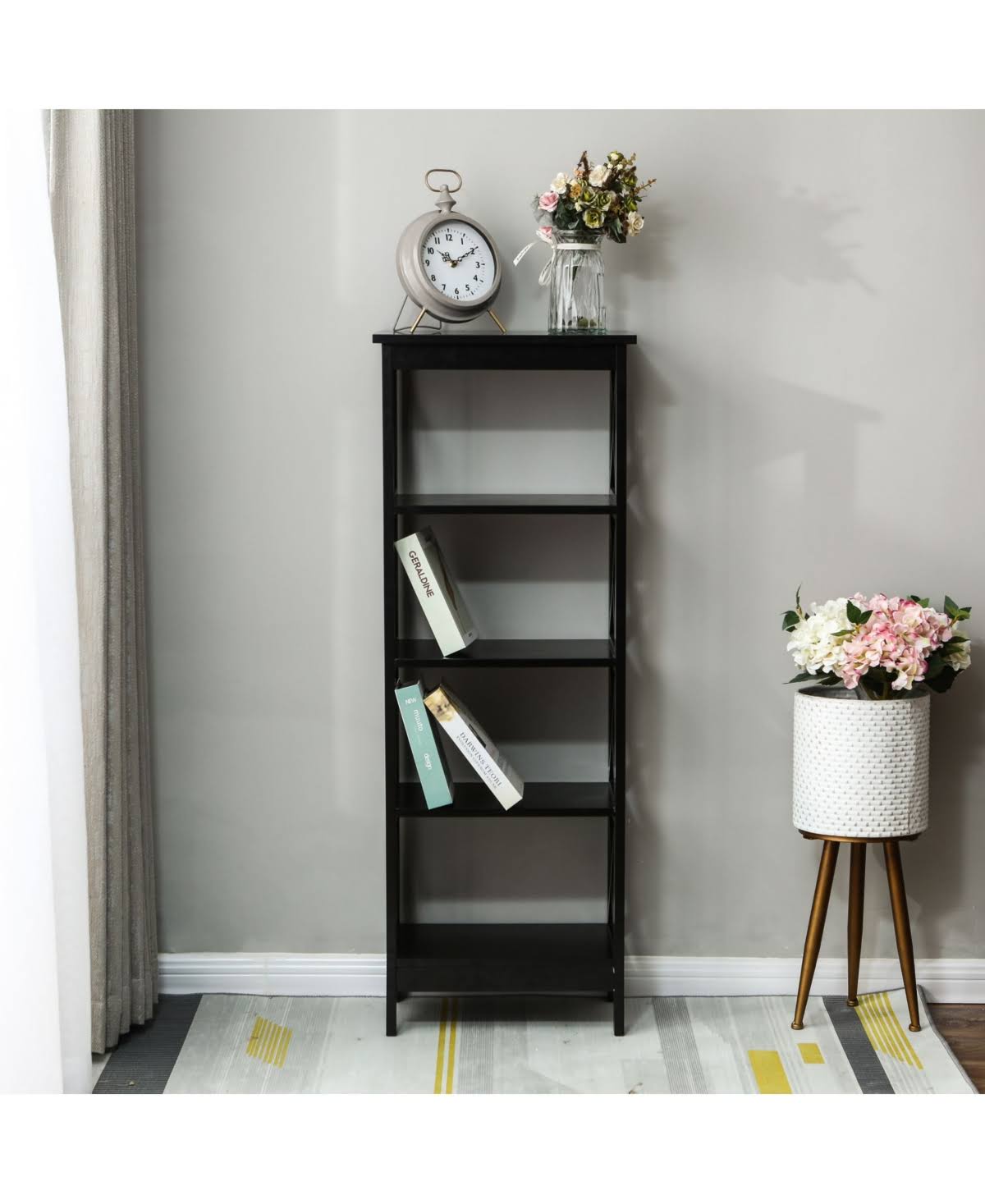 Black 4-Tier Bookcase Y535