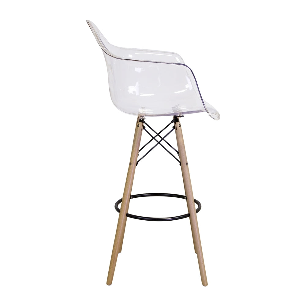 Clear Counter Stool with Wooden Dowel Base K46123