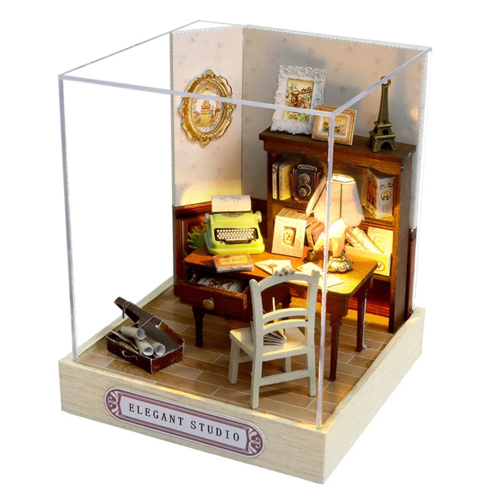 Mini Cute Doll House Cabin Model DIY Toy Kits R37790
