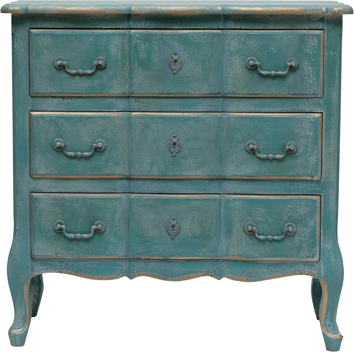 Distressed Blue 3 Drawer Wood Dresser L684025