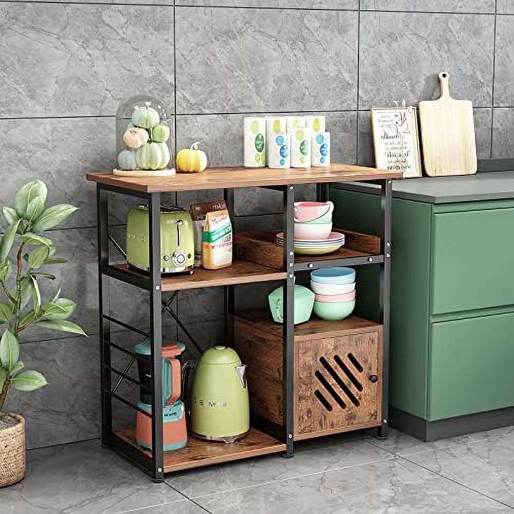 3-Tier Utility Microwave Oven Stand with Cabinet L95792