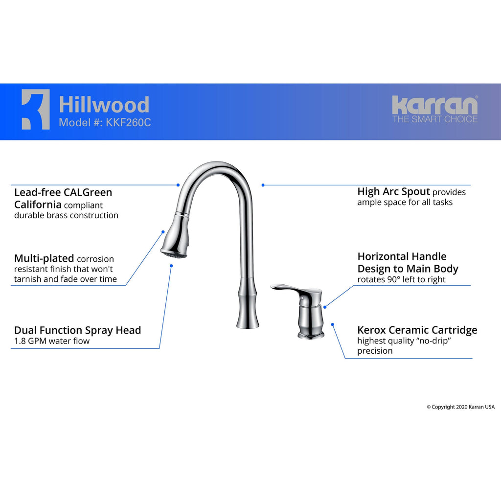 Chrome Single-Handle Pull-Down Sprayer Kitchen Faucet I3316