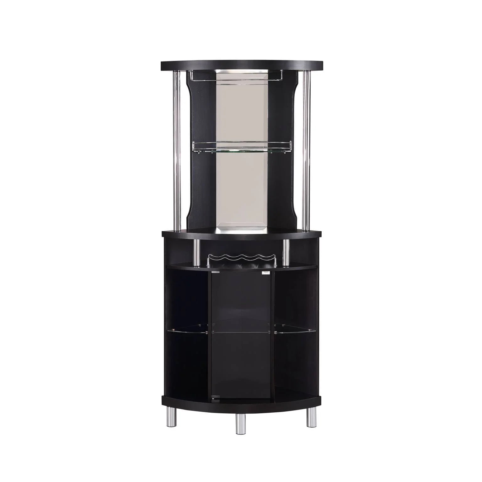 Black Corner Bar with Built-in Wine Rack and Lower Cabinet X956