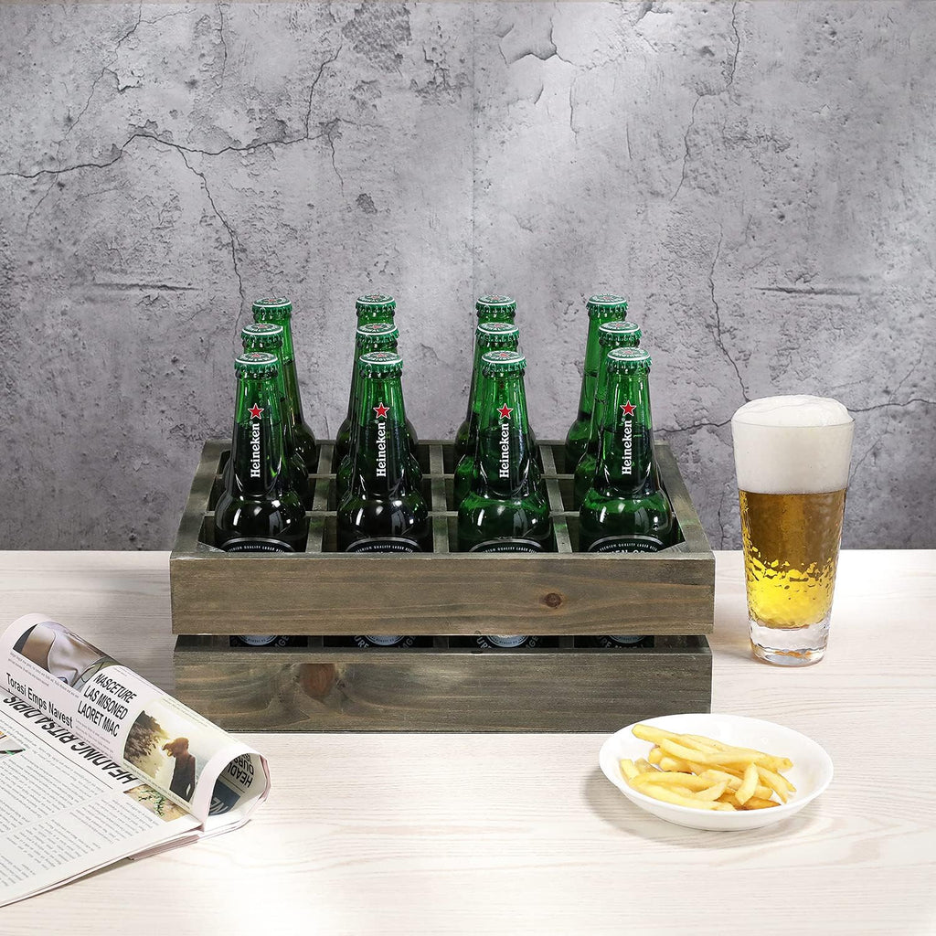 Wooden Crate Drink Carrier with Handles F265761