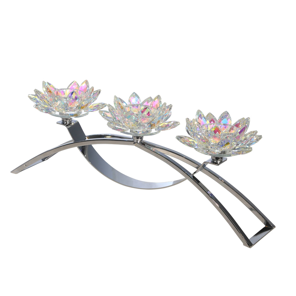 Silver Glass Candle Holder Q865