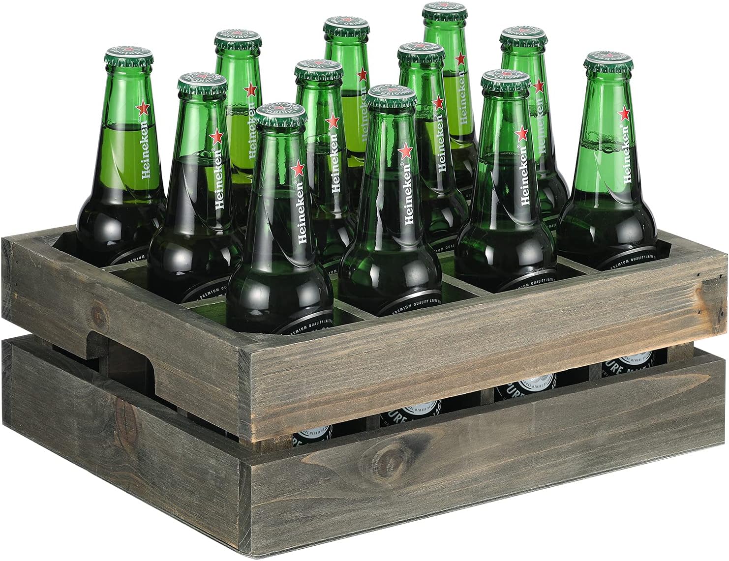 Wooden Crate Drink Carrier with Handles F265761